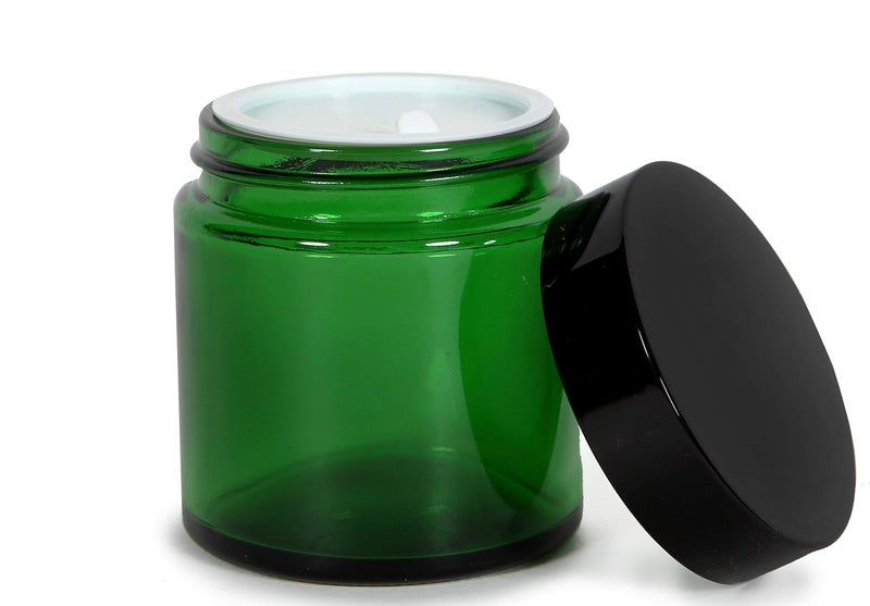 Vivaplex, 12, Green, 4 oz, Round Glass Jars, with Inner Liners and black Lids - Image 5